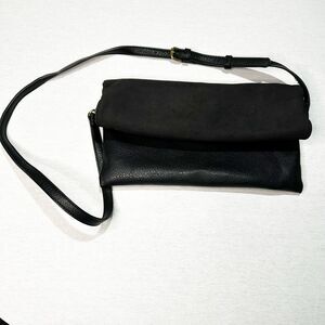 by Anthropologie Women’s Black Faux Leather Foldover Crossbody Bag